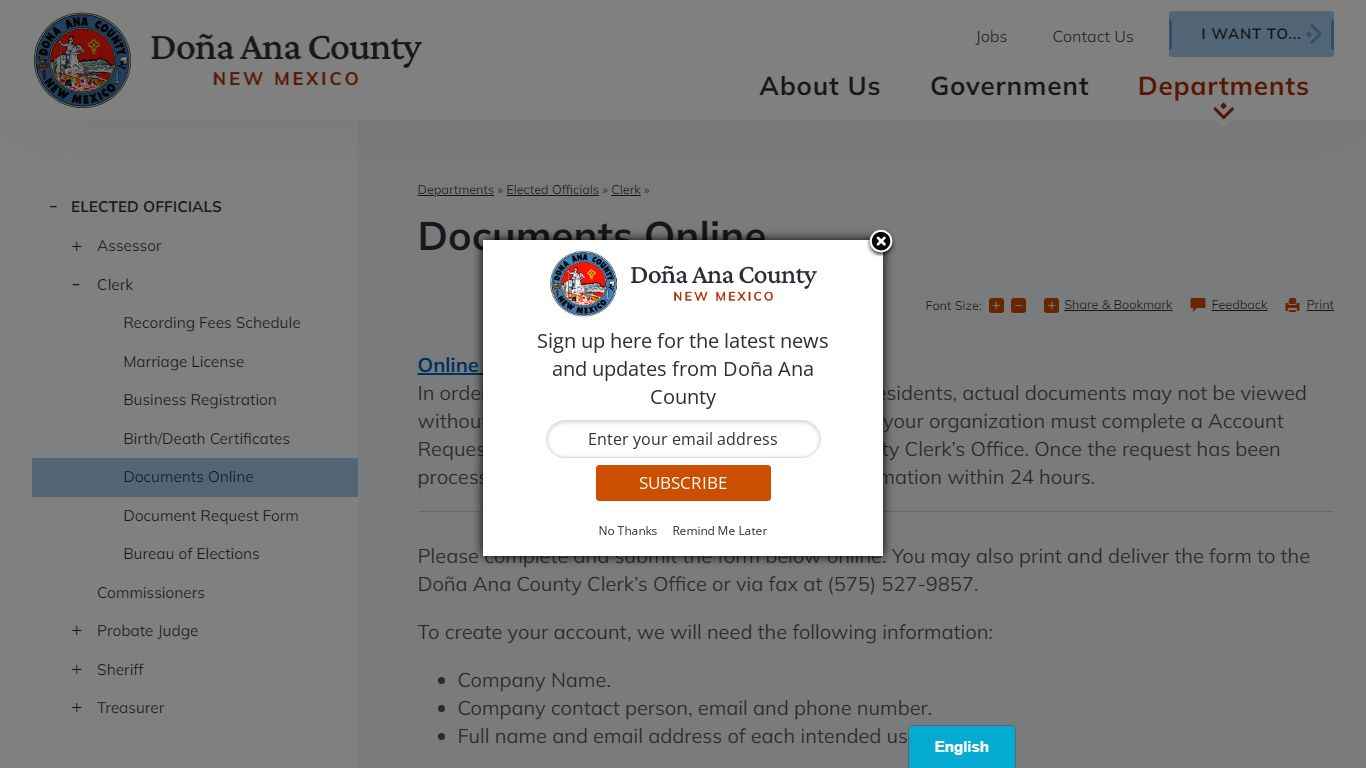 Documents Online | Doña Ana County, NM